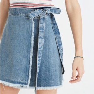 Madewell Raw-Hem Wrap Jean Skirt